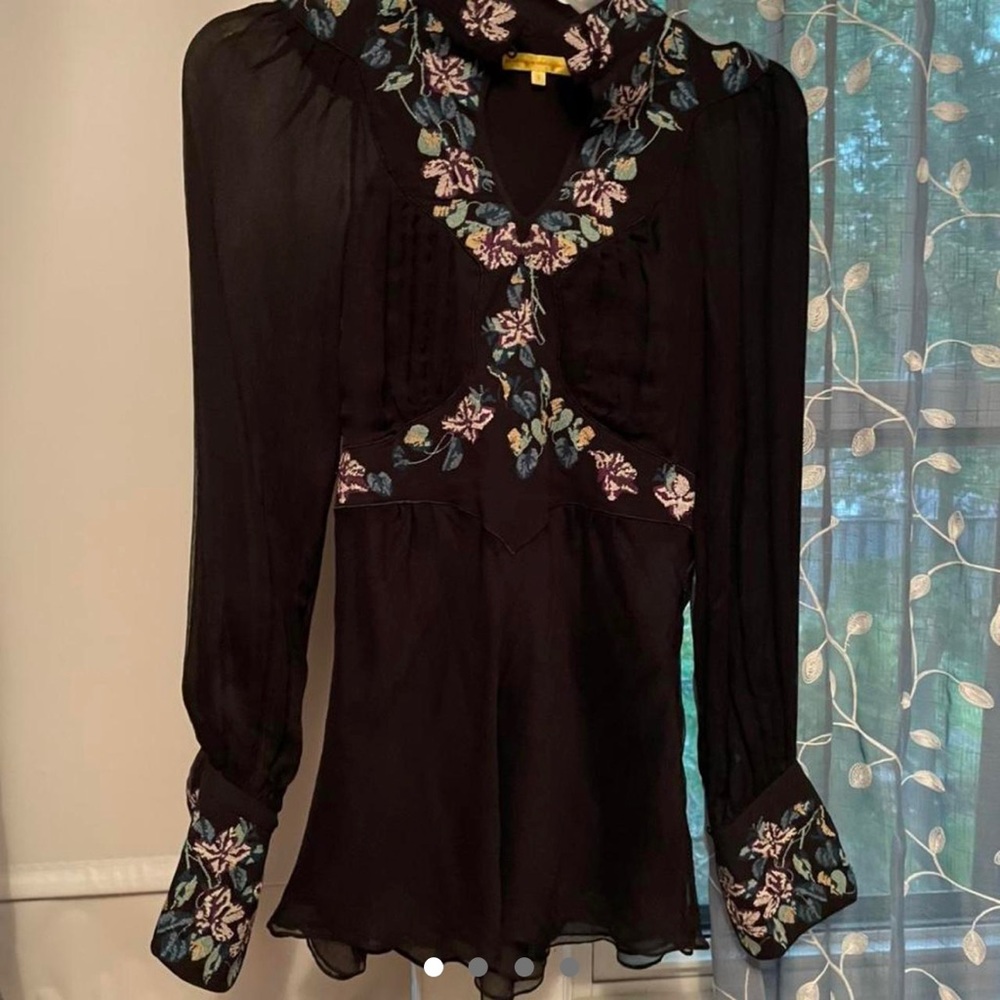 Catherine Malandrino long sleeve sheer top